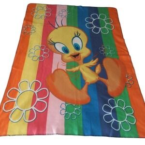Looney Tunes Tweety Bird Throw Blanket Colorful Flowers 44 x 63‎
